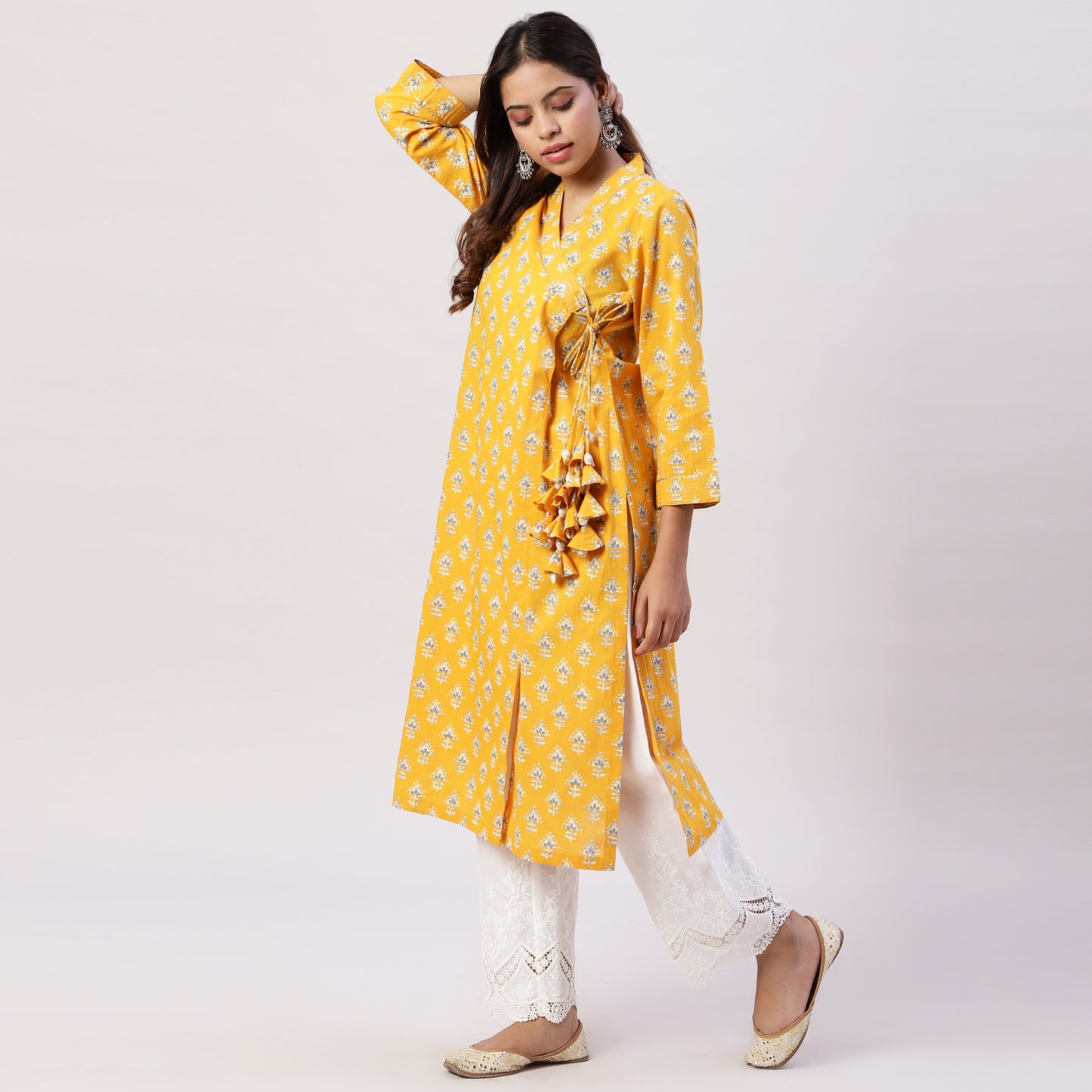 Angarkha style cotton printed kurta