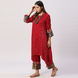 Maroon Red modal silk kurta with pants