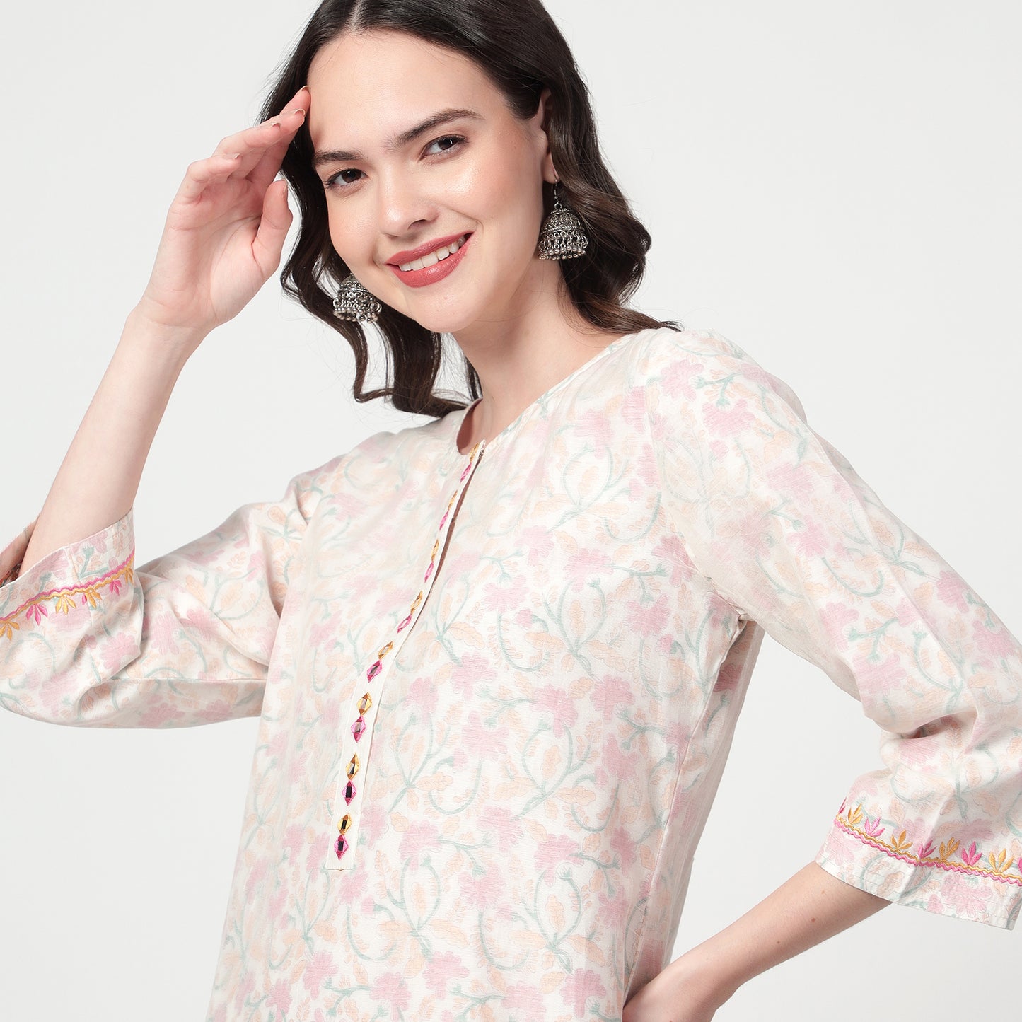 Off-white printed kurta
