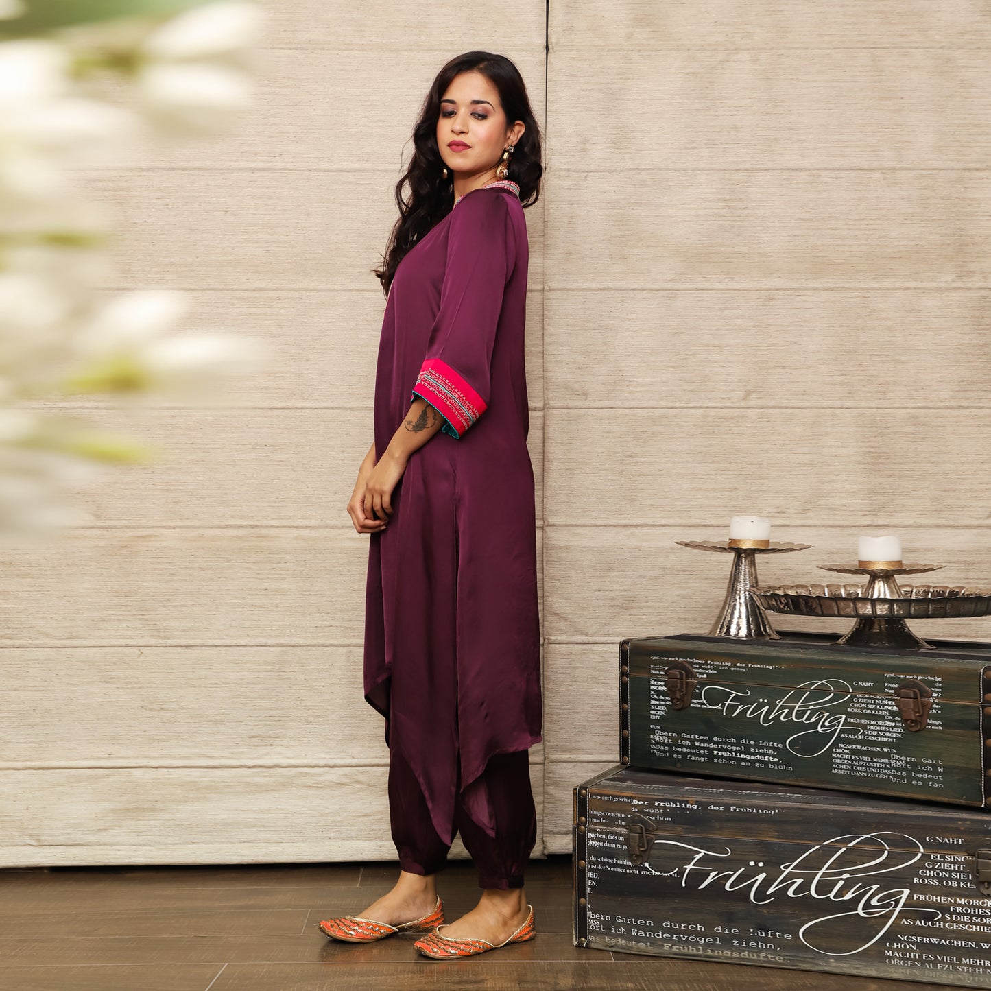Wine embroidered co-Ord set