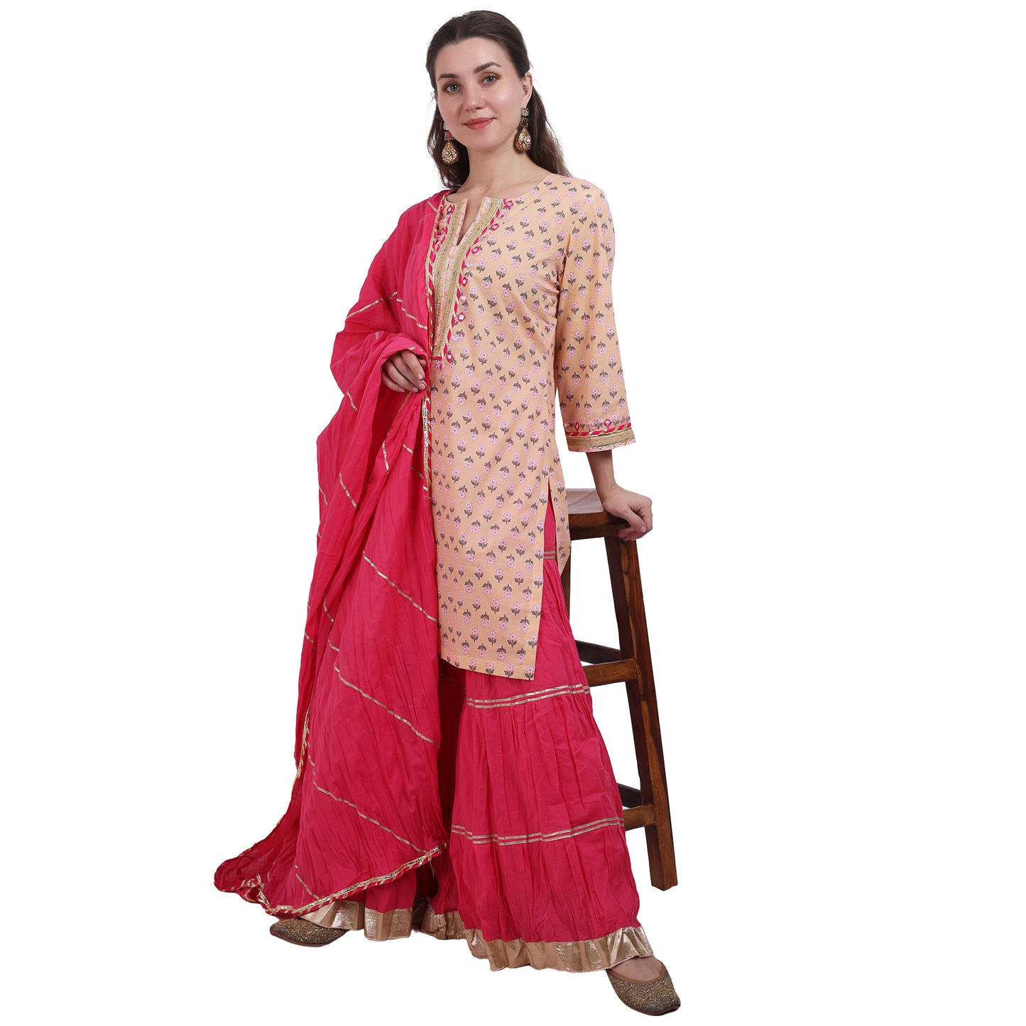 Pink Toned Printed Sharara Set