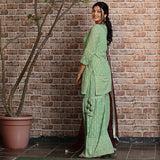 Green embroidered sharara set