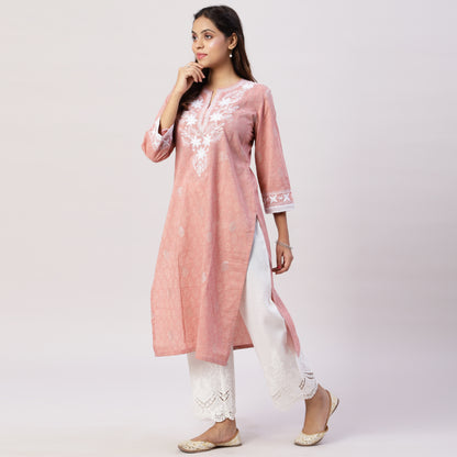 Printed Cotton kurta with Embroidery