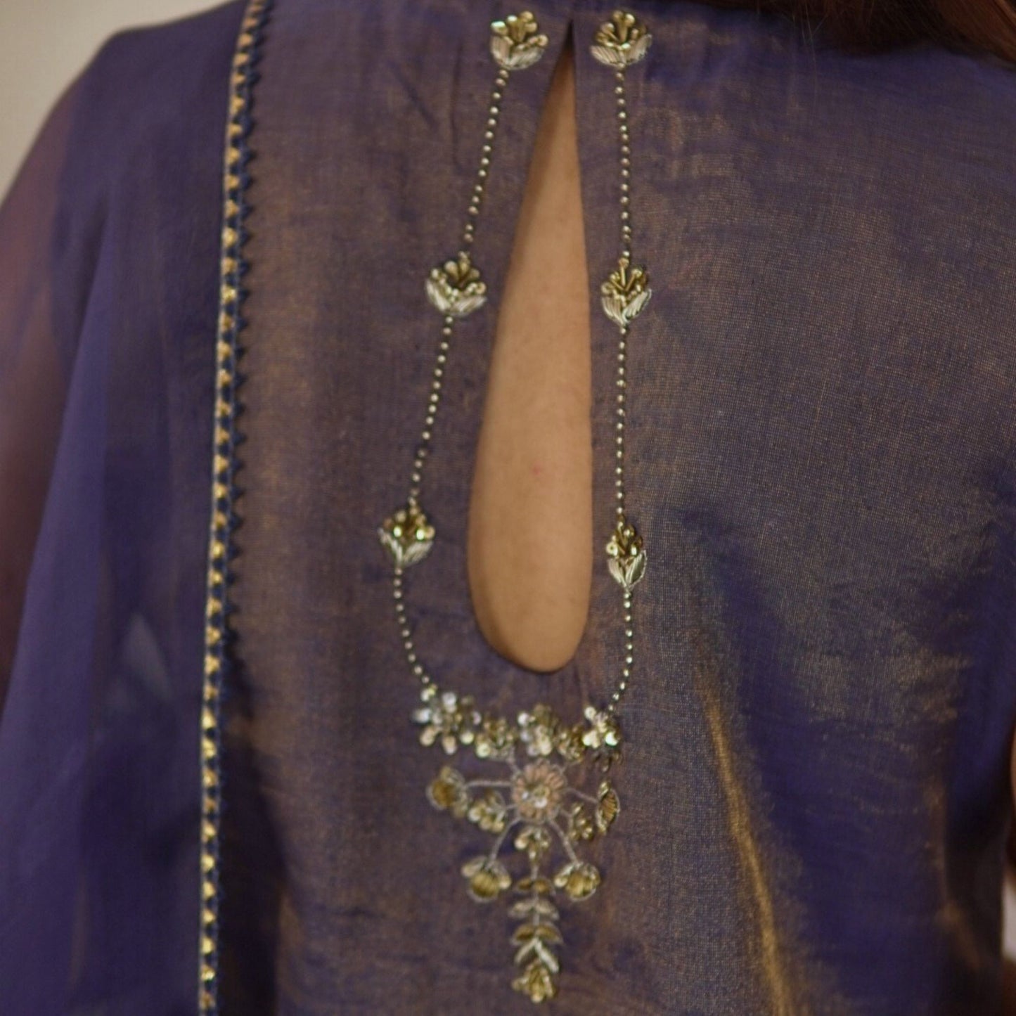 Navy Metallic Chanderi Kurta Set