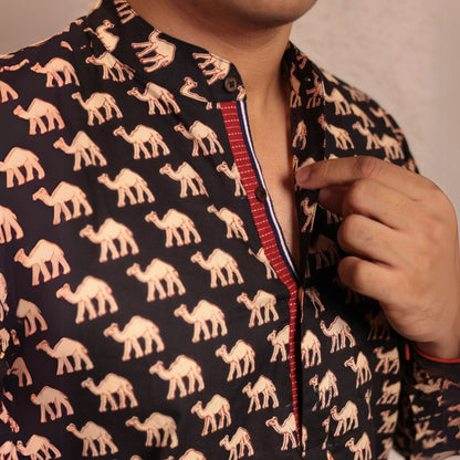 Black cotton printed full sleeves Shirt