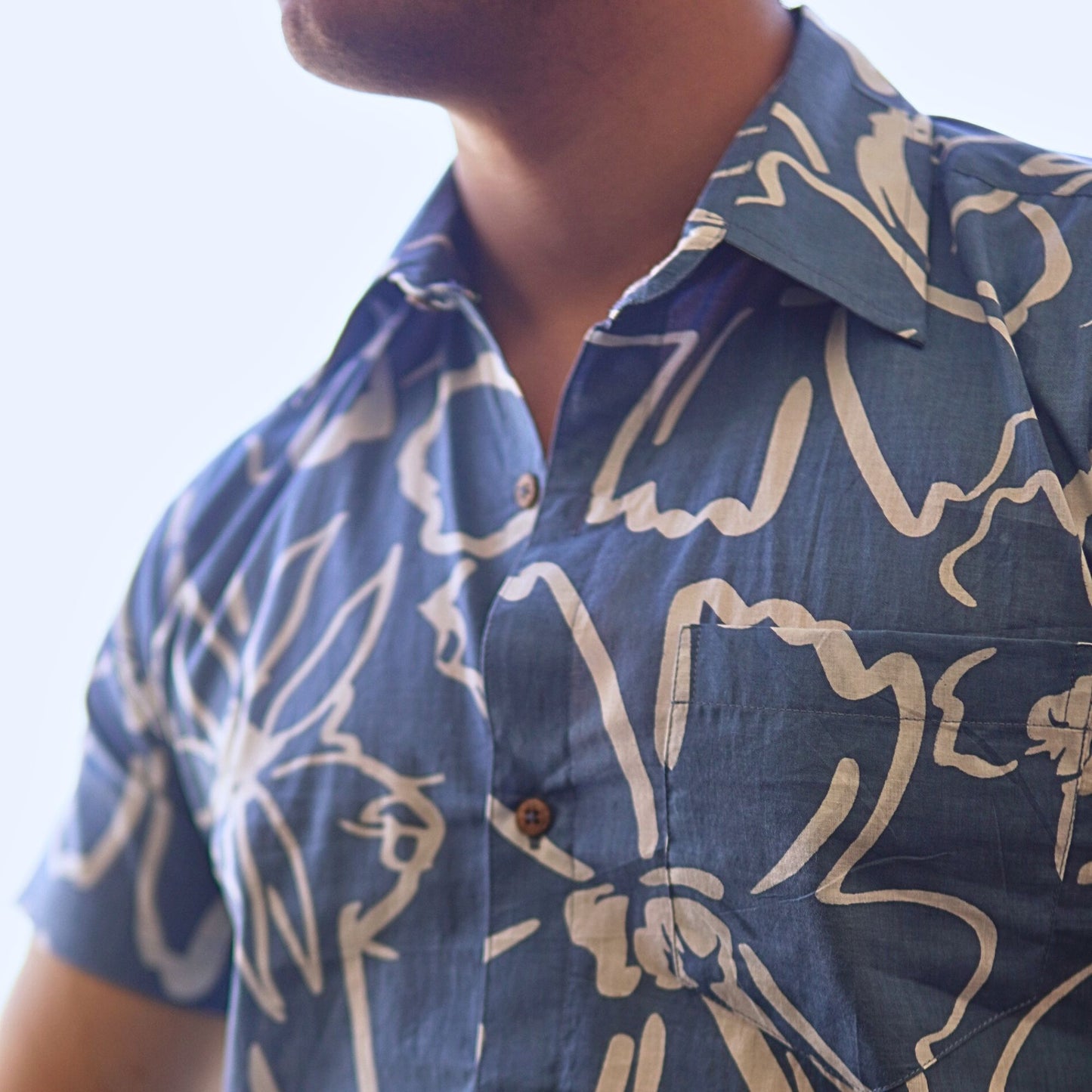 Blue cotton printed half sleeves Shirt