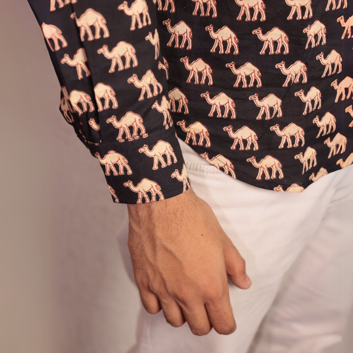 Black cotton printed full sleeves Shirt