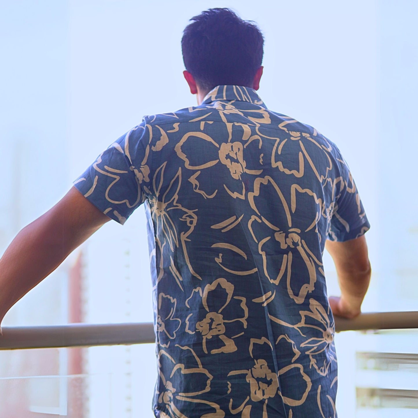 Blue cotton printed half sleeves Shirt