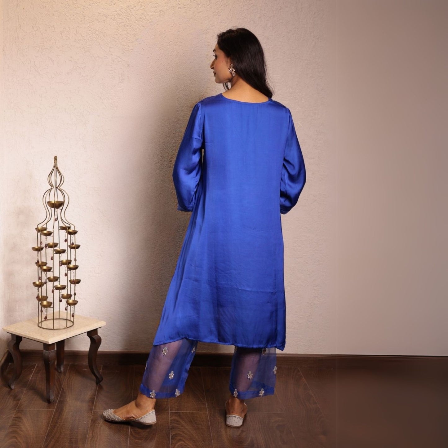 Navy Blue Sheer buta modal co-ord set