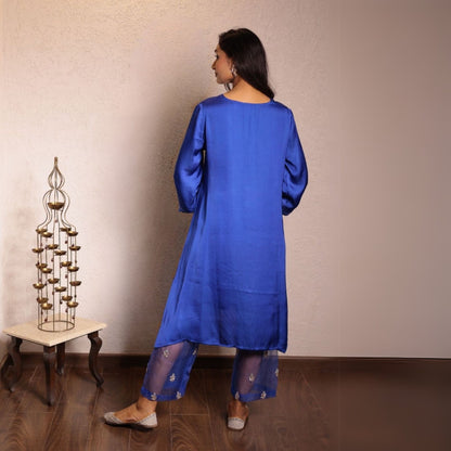 Navy Blue Sheer buta modal co-ord set