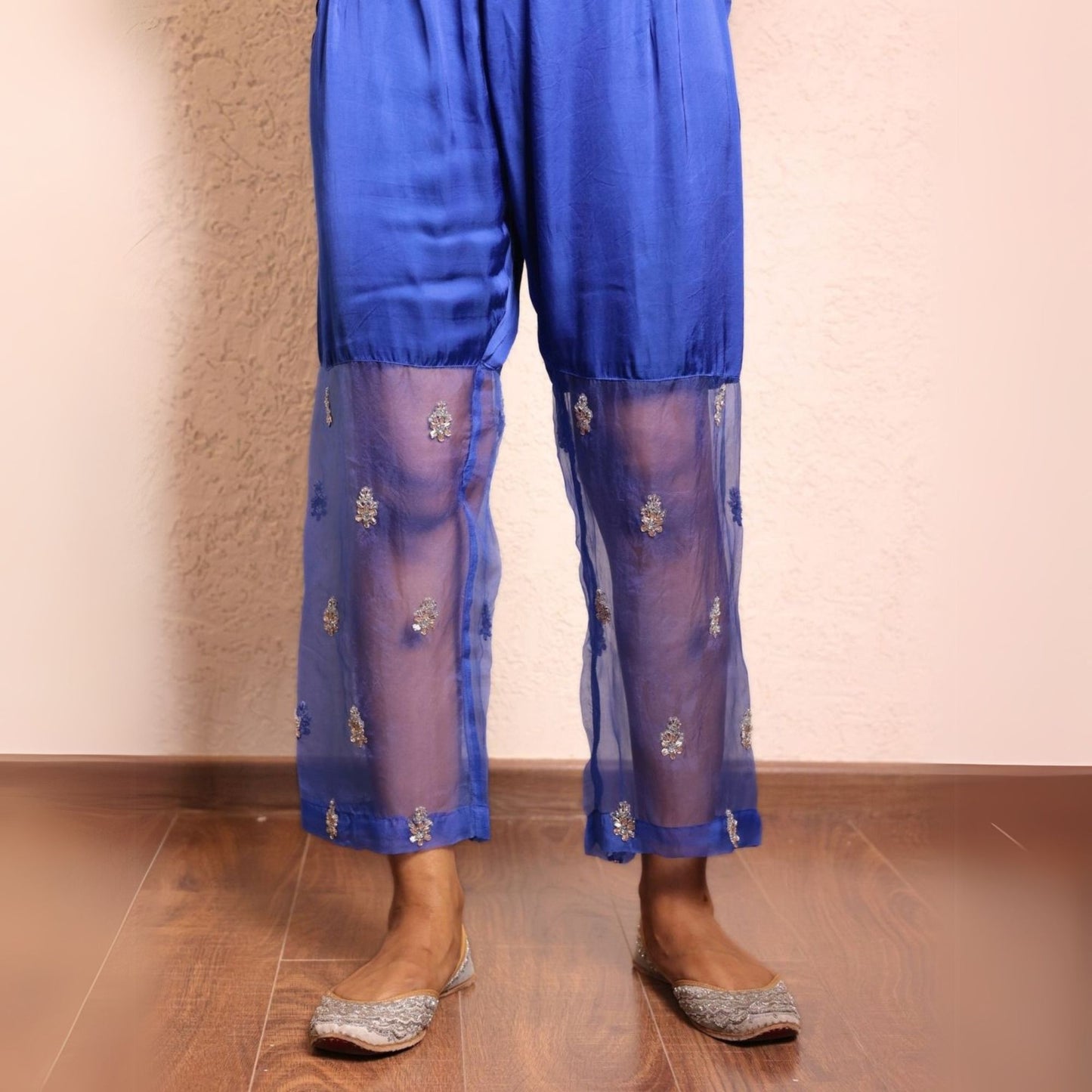 Navy Blue Sheer buta modal co-ord set