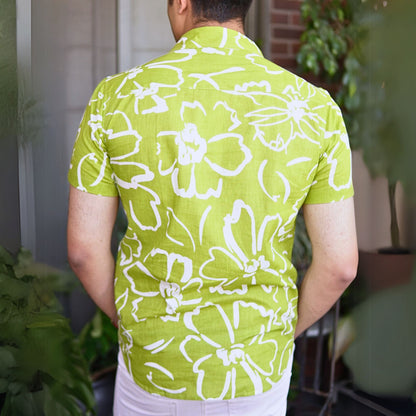 Green cotton printed half sleeves Shirt