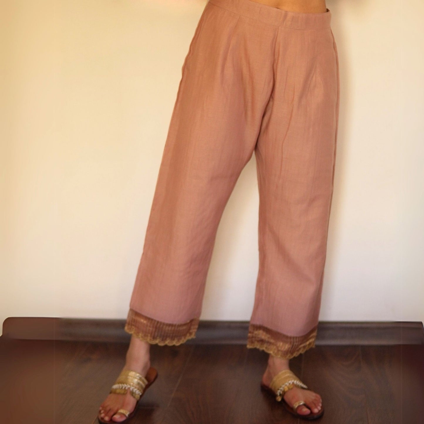 Mocha Chanderi embroidered Kurta Set