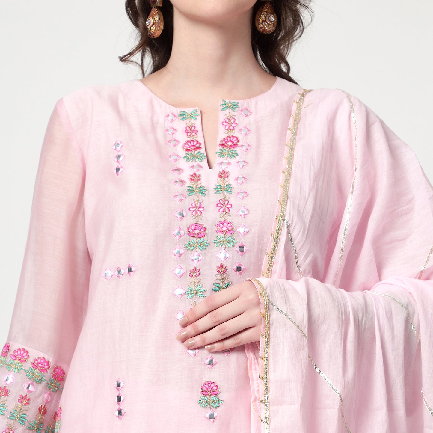 pink chanderi sharara Set
