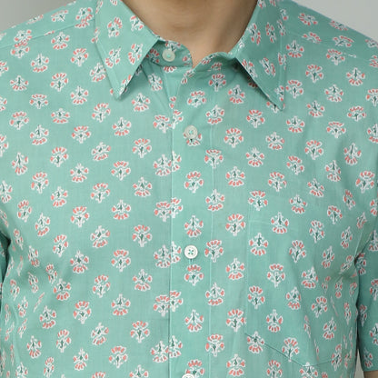 aqua Cotton printed half sleeves shirt