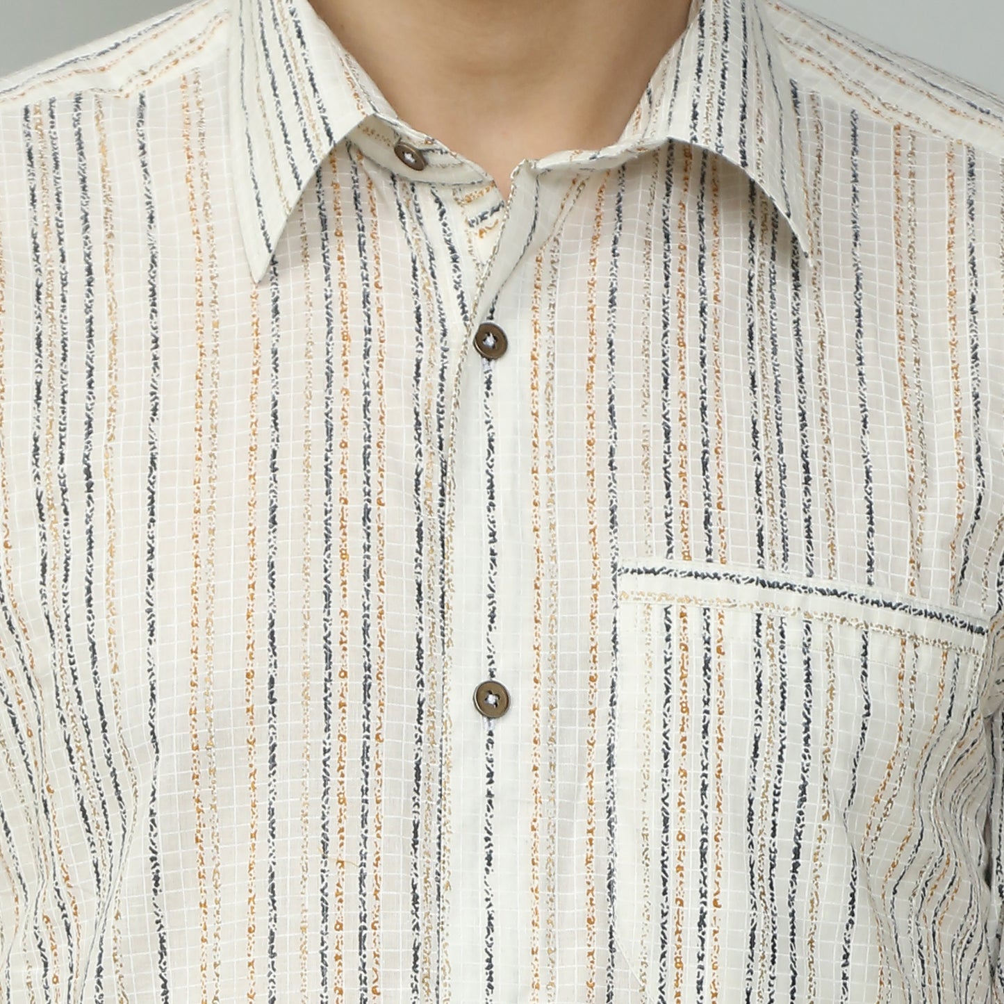 white Cotton printed full sleeves shirt