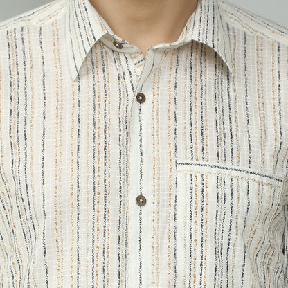 white Cotton printed full sleeves shirt