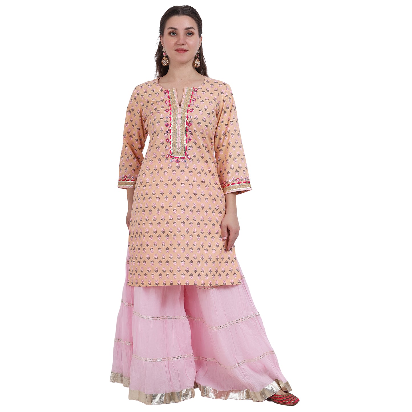 Pink Toned Printed Sharara Set