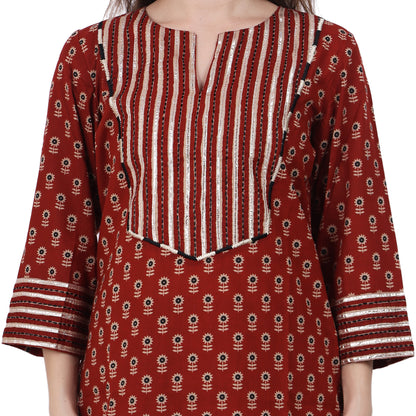 Maroon 3 piece Kurta Set with Gota & Embroidery