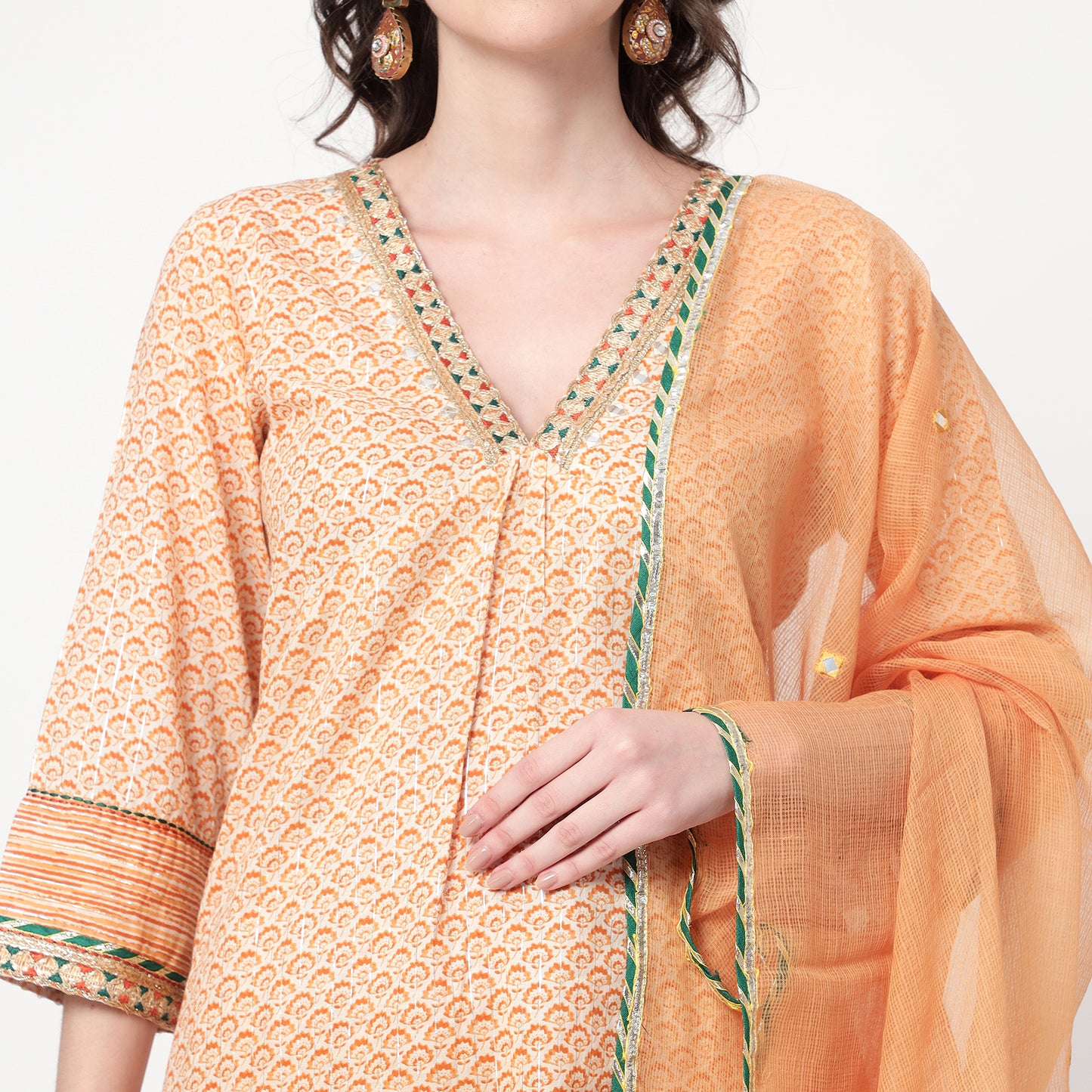 Lurex printed Short Kurta Sharara Set