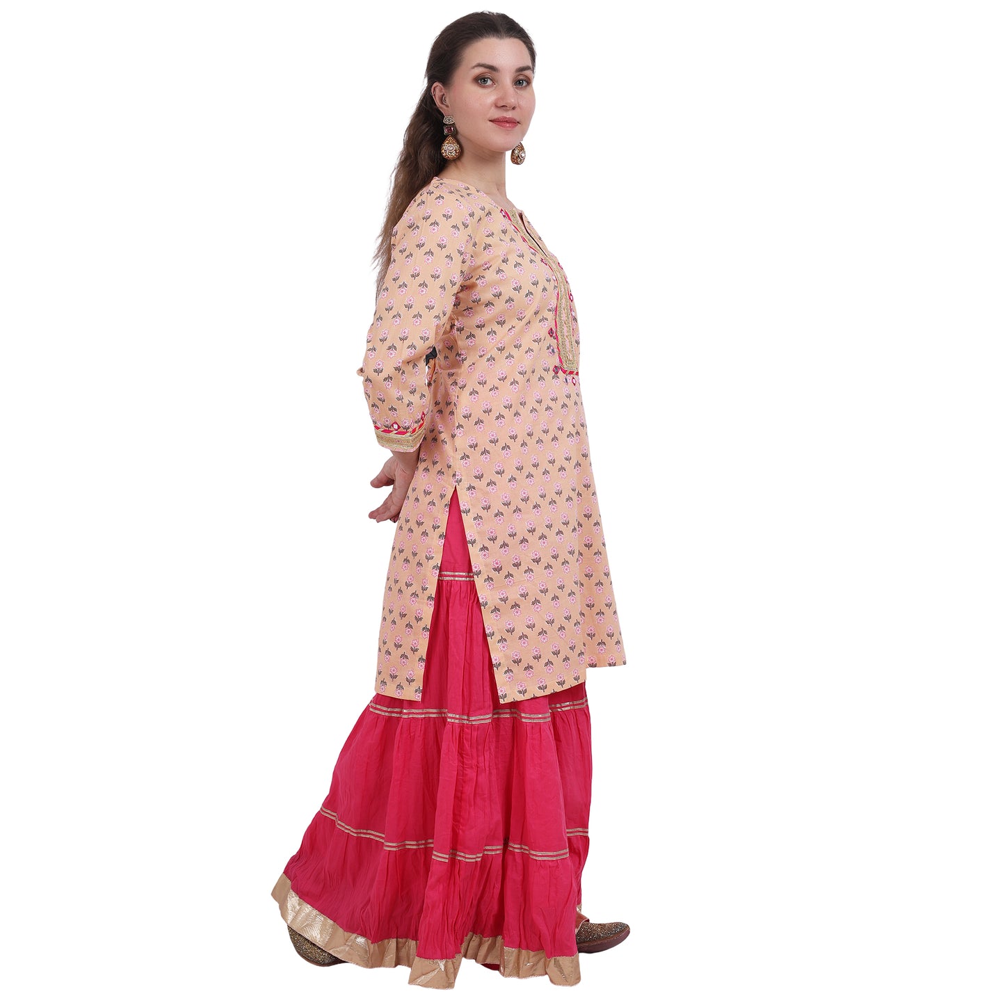 Pink Toned Printed Sharara Set