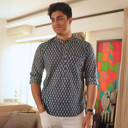 Cotton printed full sleeves kurta shirt