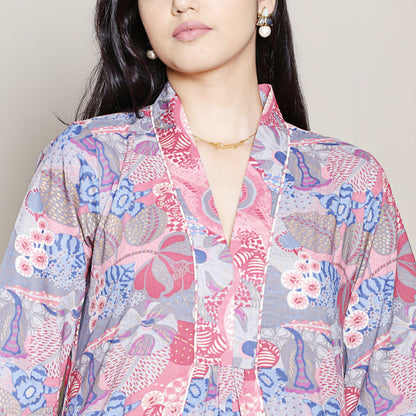 Printed Blue A-line kurta set