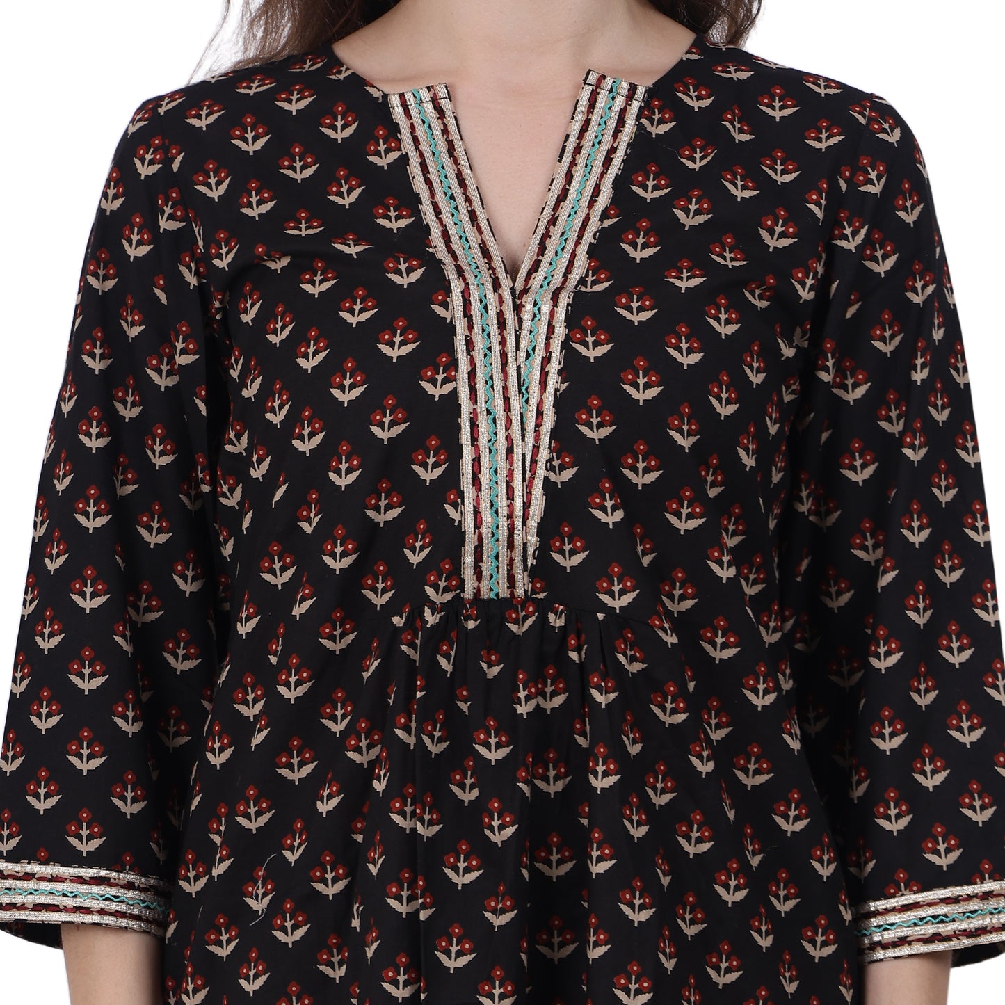Black Block Printed 3 piece Kurta Set
