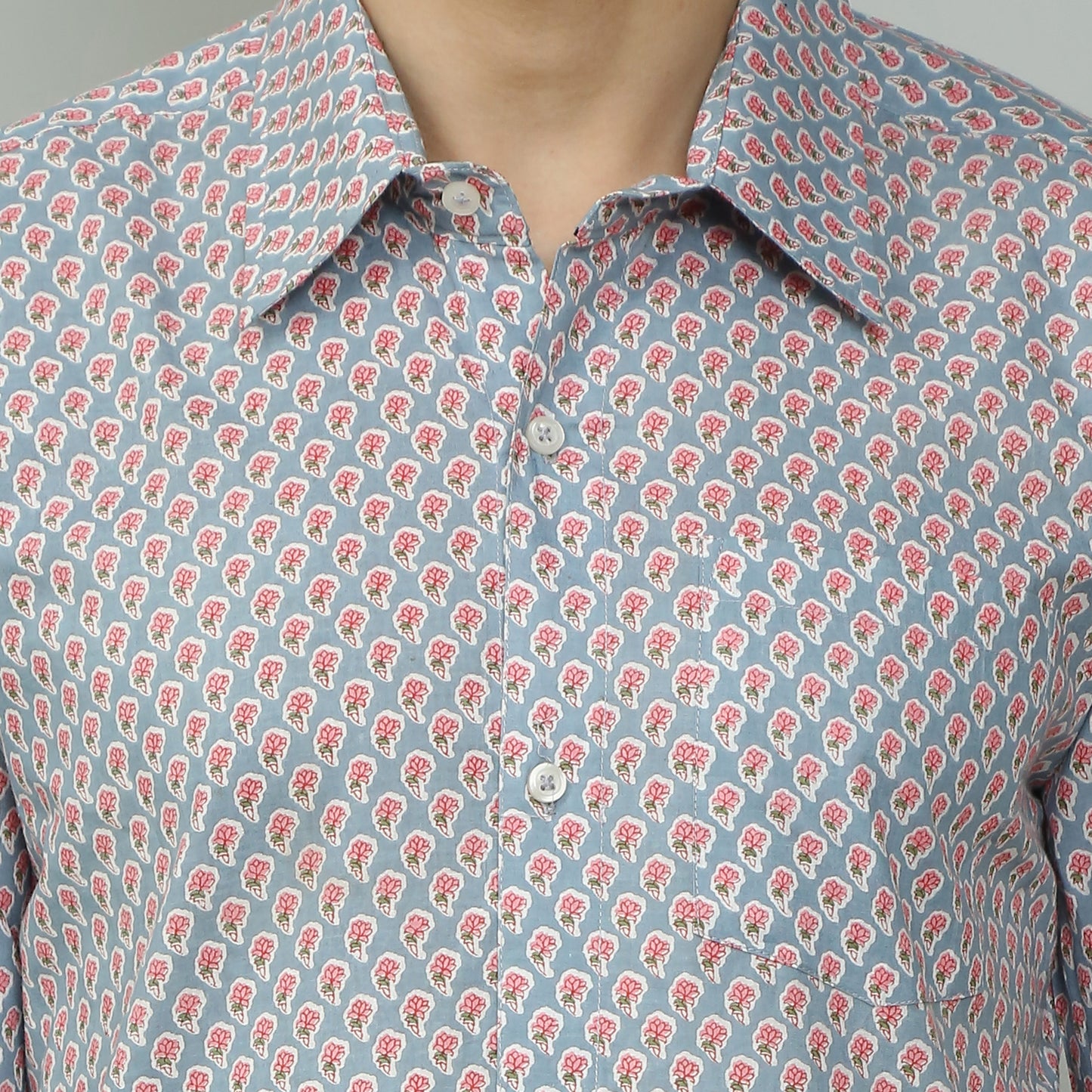 blue Cotton printed full sleeves shirt