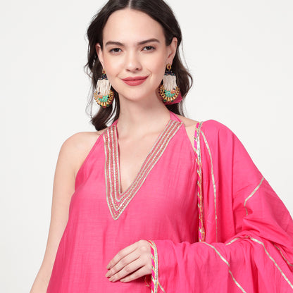 fushia pink chanderi sharara Set