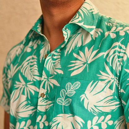 Aqua Blue cotton printed half sleeves Shirt