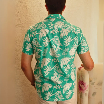 Aqua Blue cotton printed half sleeves Shirt