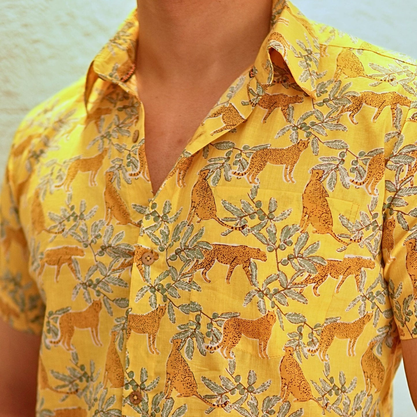 Yellow cotton printed half sleeves Shirt