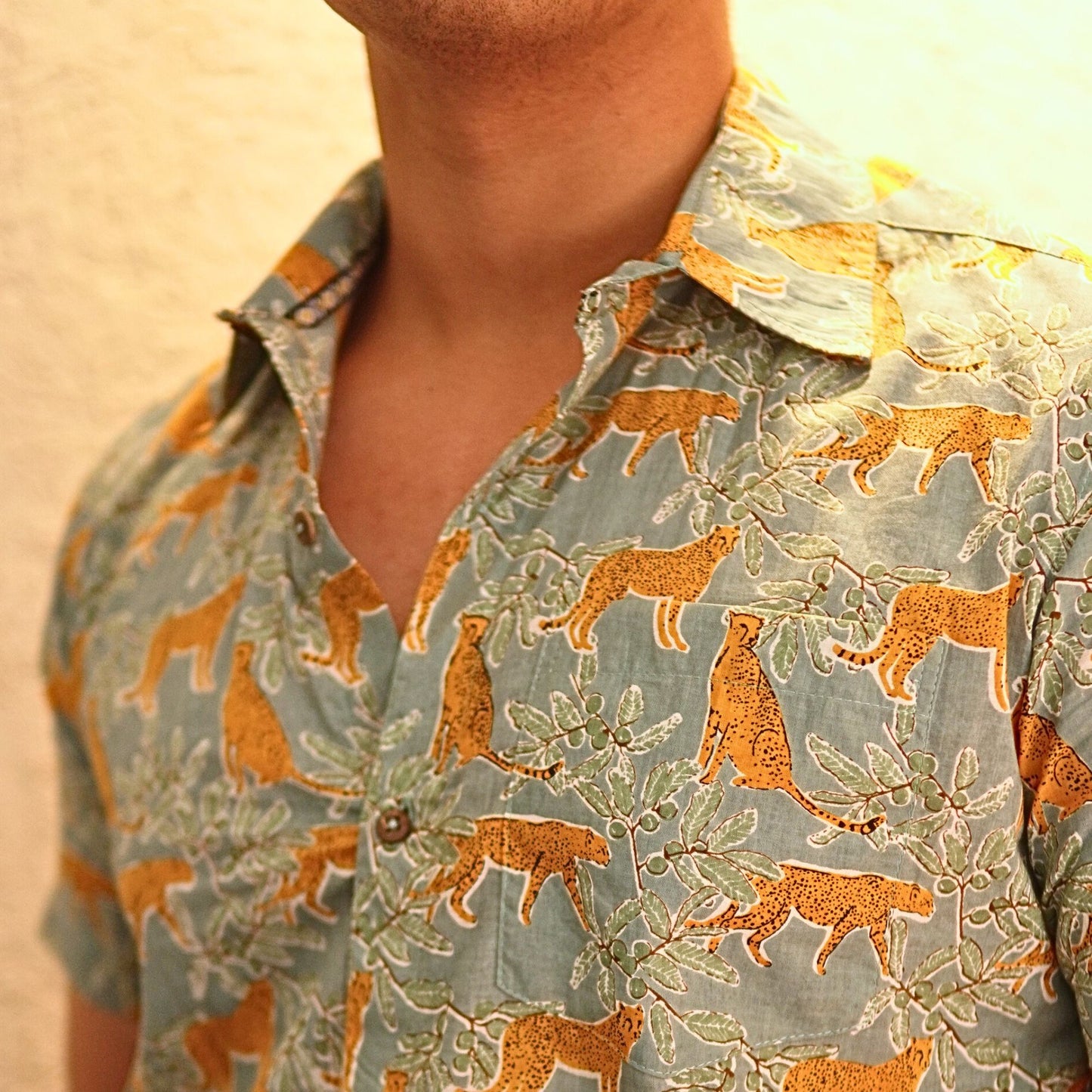 Blue cotton printed half sleeves Shirt