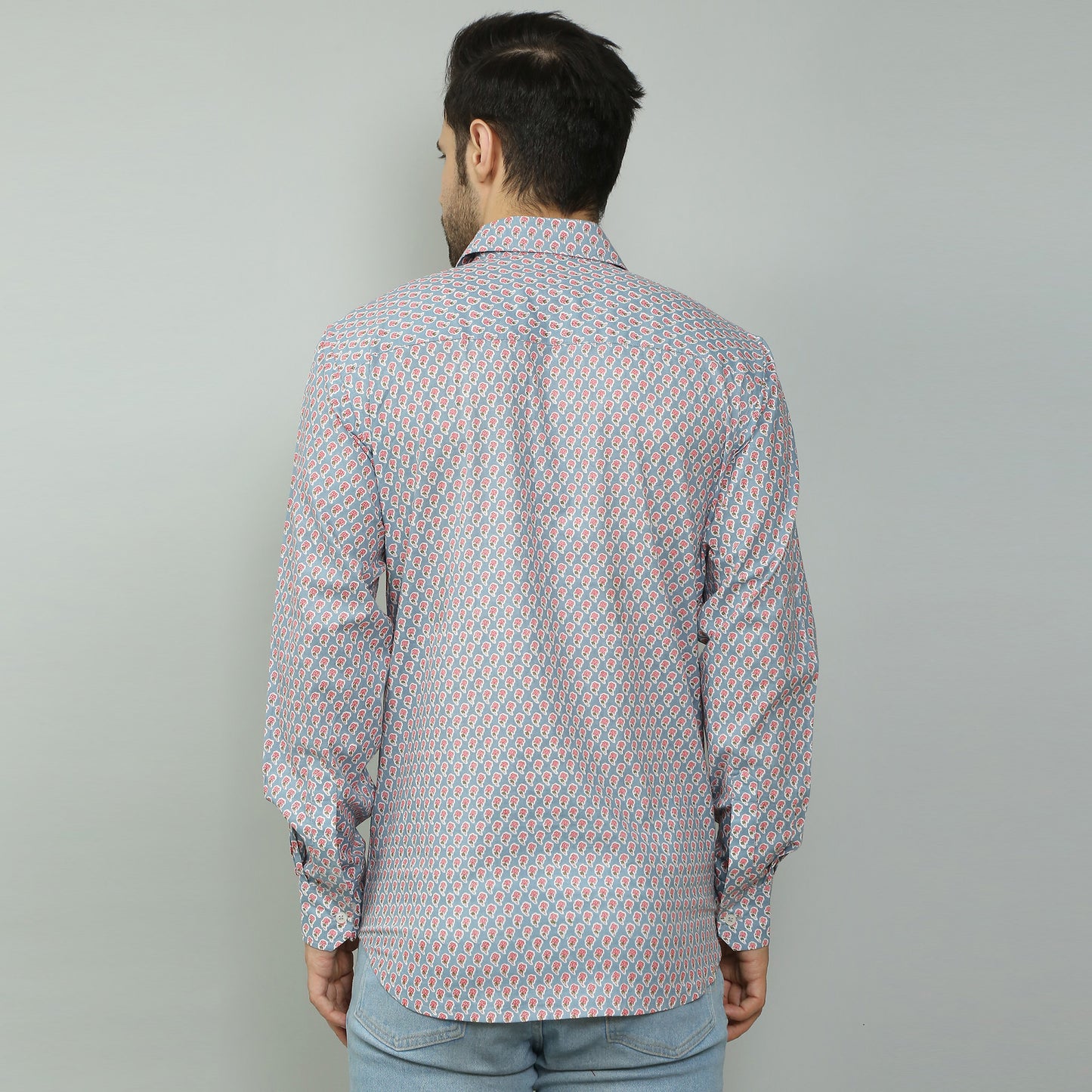 blue Cotton printed full sleeves shirt