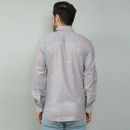 blue Cotton printed full sleeves shirt