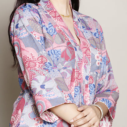 Printed Blue A-line kurta set