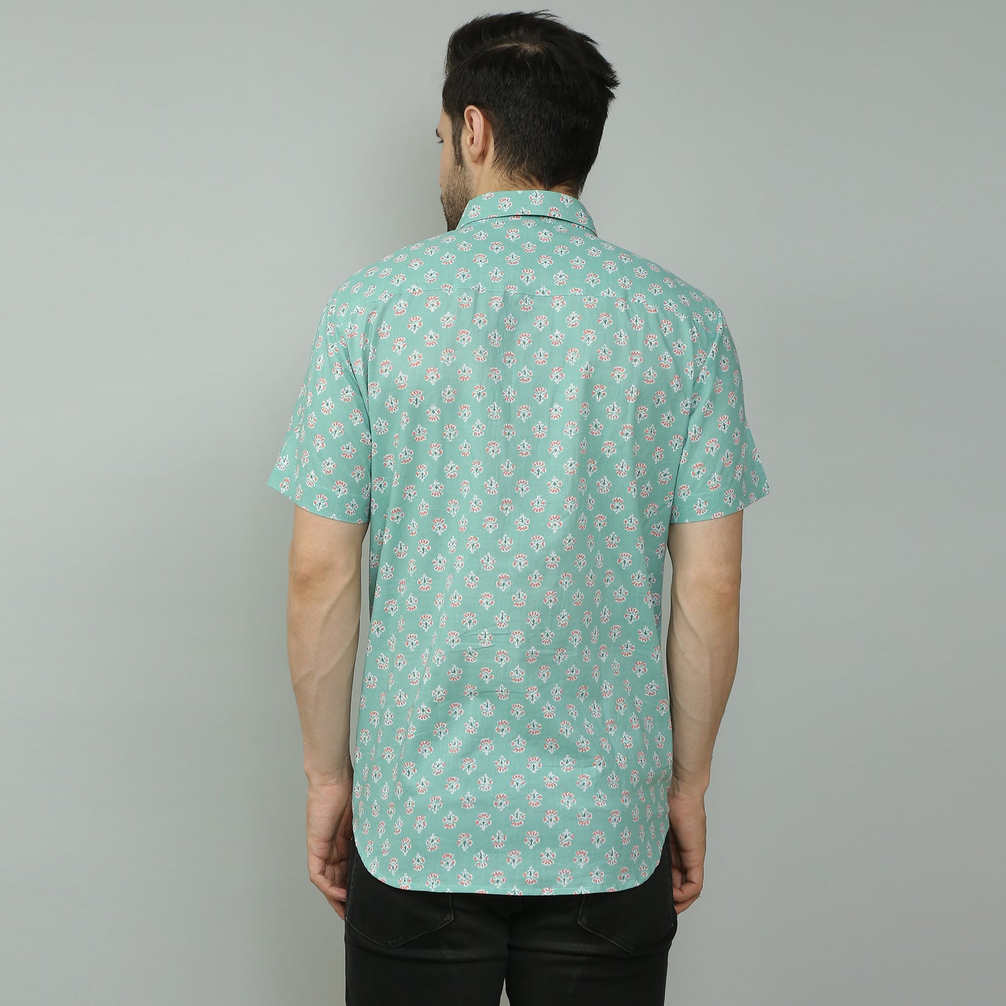 aqua Cotton printed half sleeves shirt