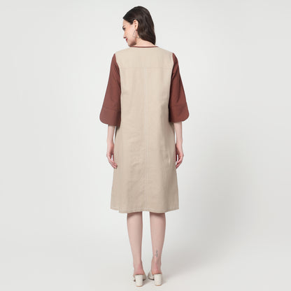 Colour block knee-length dress