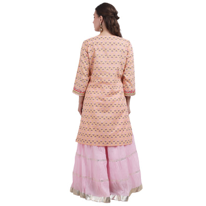 Pink Toned Printed Sharara Set