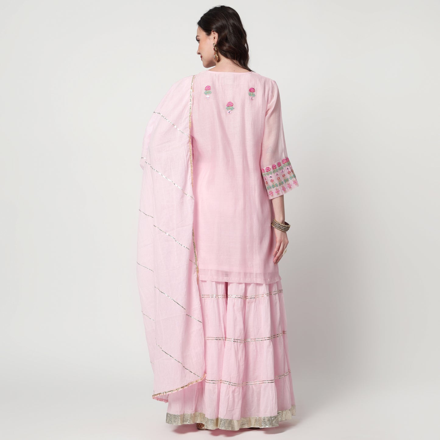 pink chanderi sharara Set