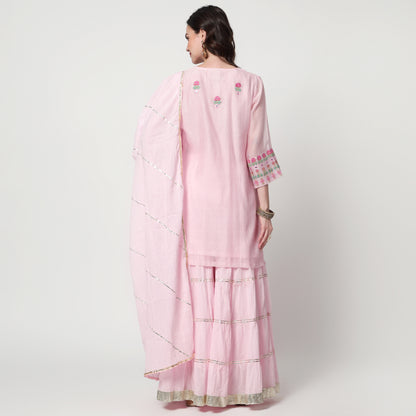 pink chanderi sharara Set