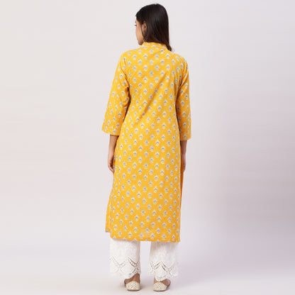Angarkha style cotton printed kurta