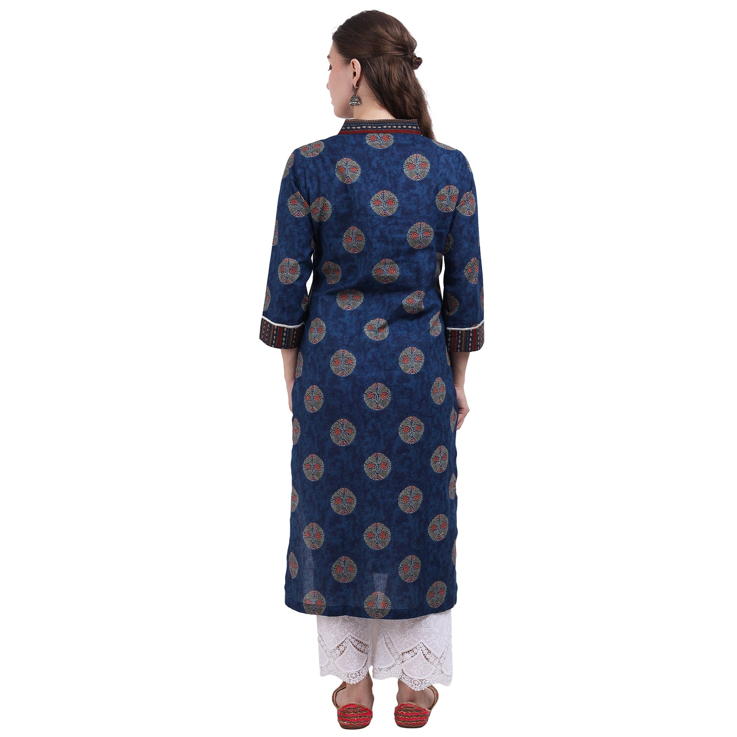Navy Blue Kurta With Neck Detailing