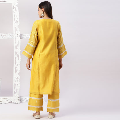 Chanderi mirror work kurta set with dupatta