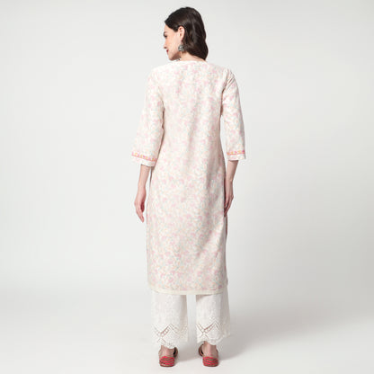 Off-white printed kurta