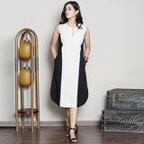 Black & White  Colour block knee-length dress