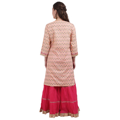 Pink Toned Printed Sharara Set