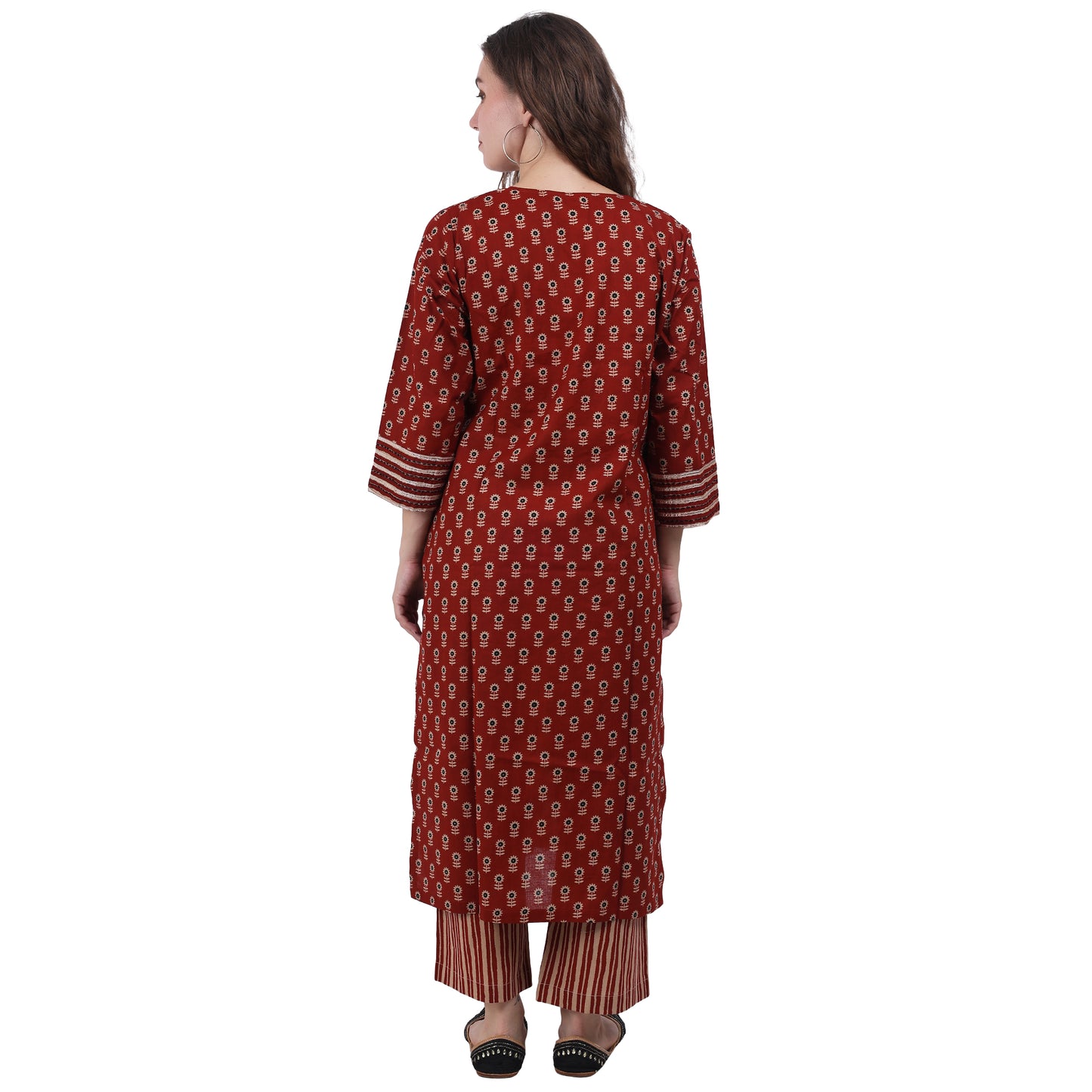 Maroon 3 piece Kurta Set with Gota & Embroidery
