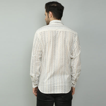 white Cotton printed full sleeves shirt